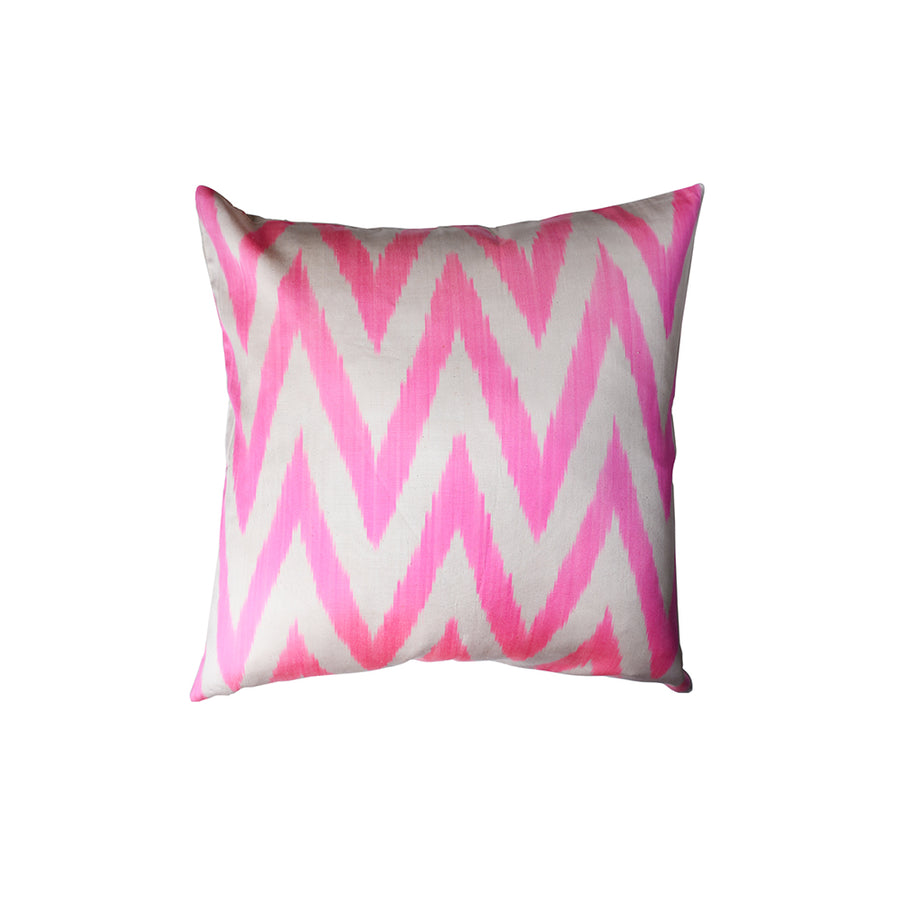 Pink & White Electric Silk Cushion