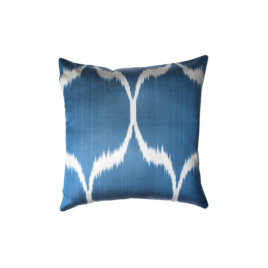 Blue & White Patterned Silk Cushion