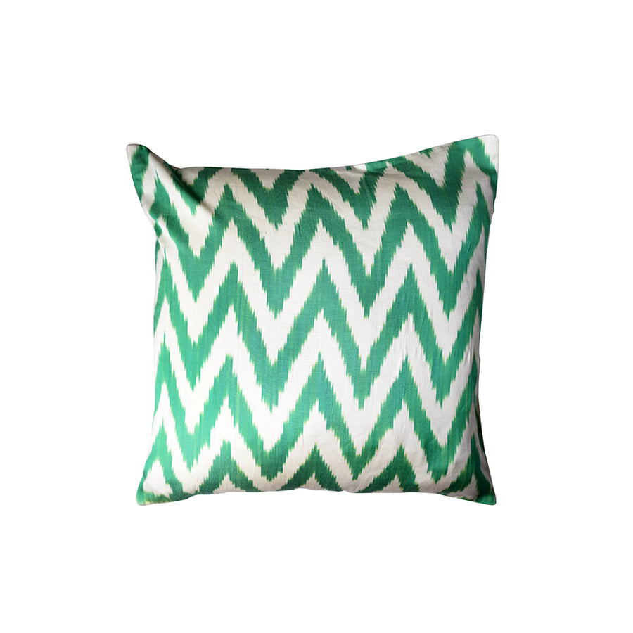 Green & White Electric Silk Cushion