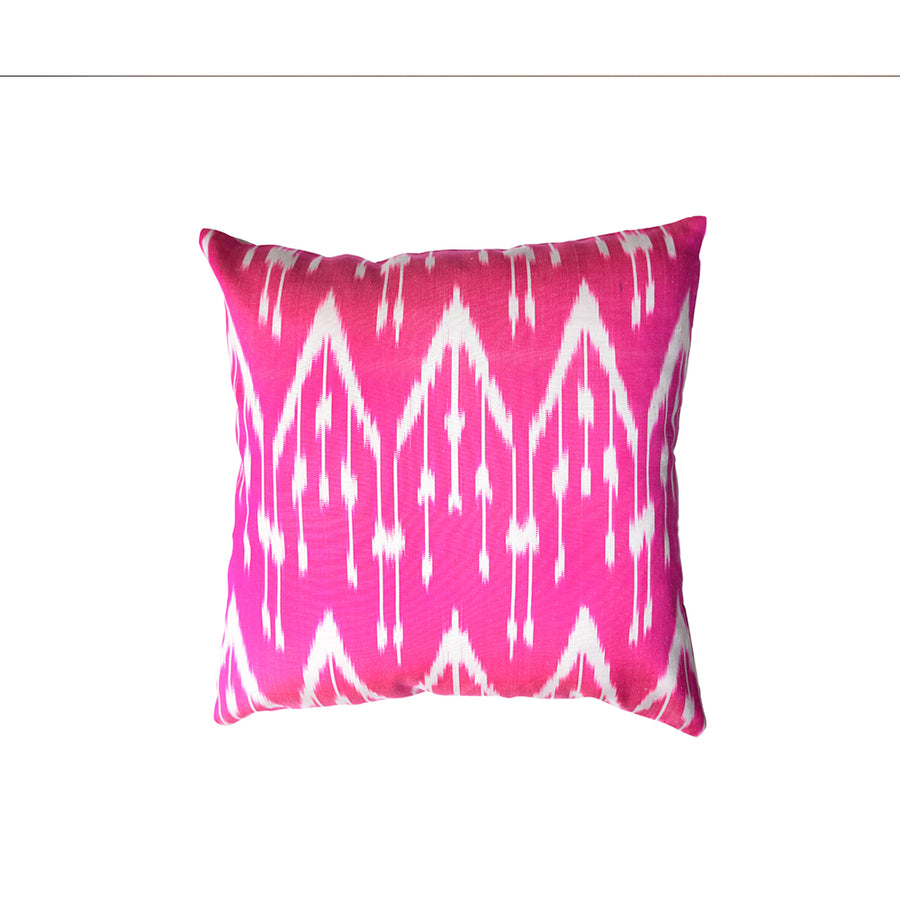 Pink & White Patterned Silk Cushion