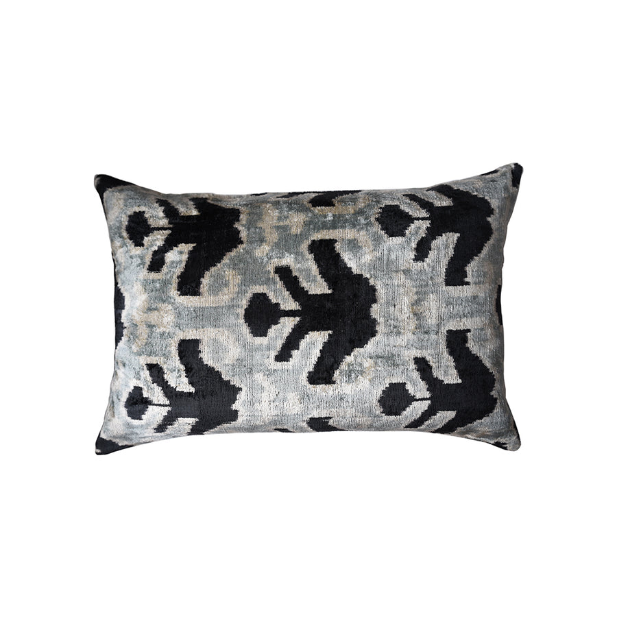 Grey Leaf Velvet Cushion