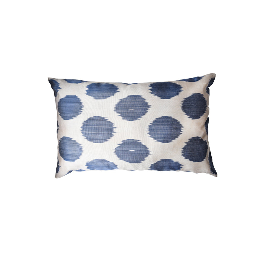 Spotted Blue & White Silk Cushion