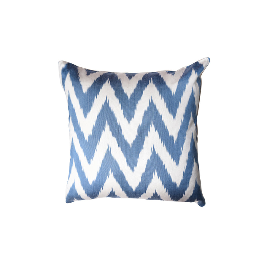 Electric Blue & White Silk Cushion