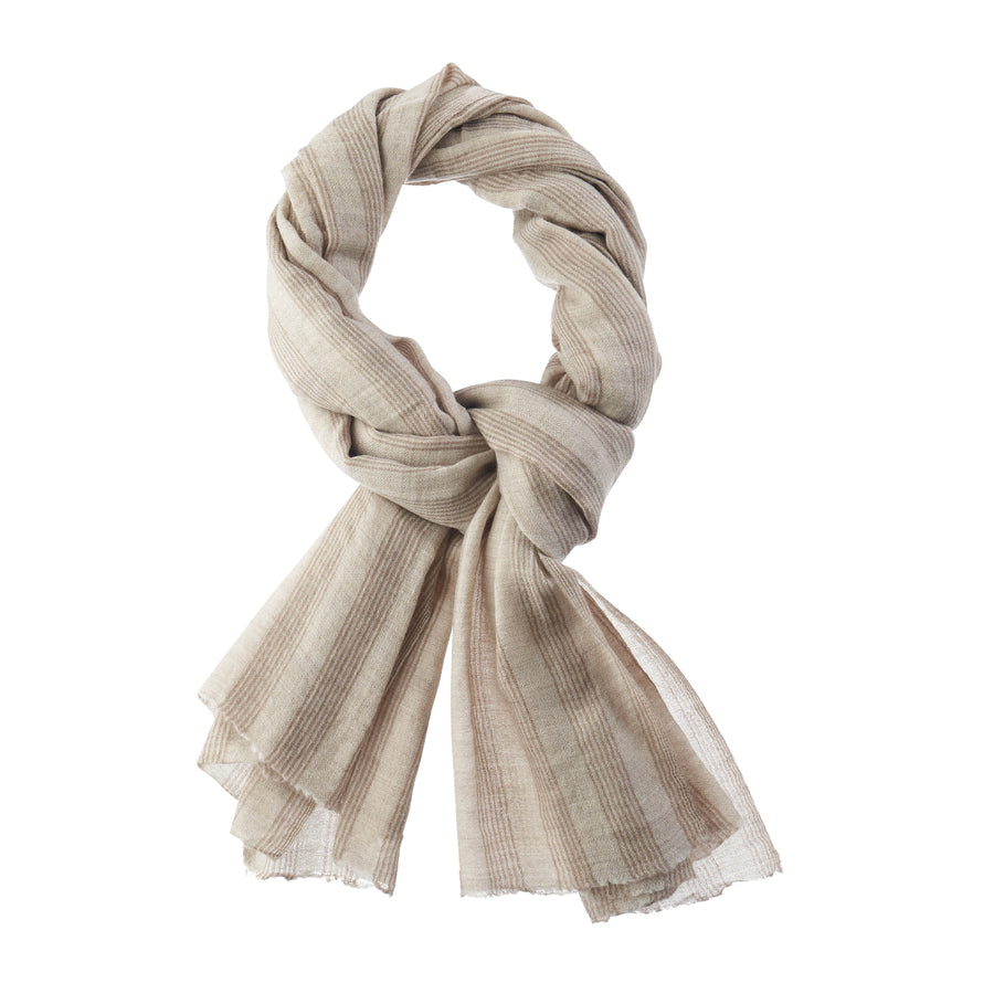 Shawl Cream & Beige Tartan